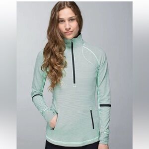 Lululemon Race with Grace 1/2 zip mini hyper stripe fresh teal size 8